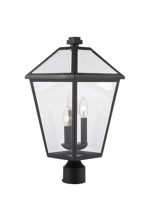 Outdoor Post Mount Fixture Z-Lite 579PHBR-BK Black Talbot 3 Light Outdoor Post Mount Fixture Z-Lite
