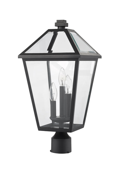 Outdoor Post Mount Fixture Z-Lite 579PHBR-BK Black Talbot 3 Light Outdoor Post Mount Fixture Z-Lite