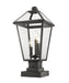 Outdoor Pier Mounted Fixture Z-Lite 579PHBS-SQPM-BK Black Talbot 3 Light Outdoor Pier Mounted Fixture Z-Lite