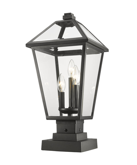 Outdoor Pier Mounted Fixture Z-Lite 579PHBS-SQPM-BK Black Talbot 3 Light Outdoor Pier Mounted Fixture Z-Lite
