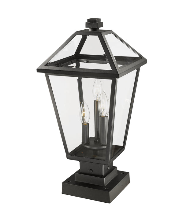 Outdoor Pier Mounted Fixture Z-Lite 579PHBS-SQPM-BK Black Talbot 3 Light Outdoor Pier Mounted Fixture Z-Lite