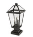 Outdoor Pier Mounted Fixture Z-Lite 579PHBS-SQPM-BK Black Talbot 3 Light Outdoor Pier Mounted Fixture Z-Lite