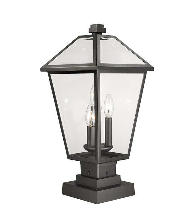 Outdoor Pier Mounted Fixture Z-Lite 579PHBS-SQPM-BK Black Talbot 3 Light Outdoor Pier Mounted Fixture Z-Lite
