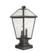 Outdoor Pier Mounted Fixture Z-Lite 579PHBS-SQPM-BK Black Talbot 3 Light Outdoor Pier Mounted Fixture Z-Lite