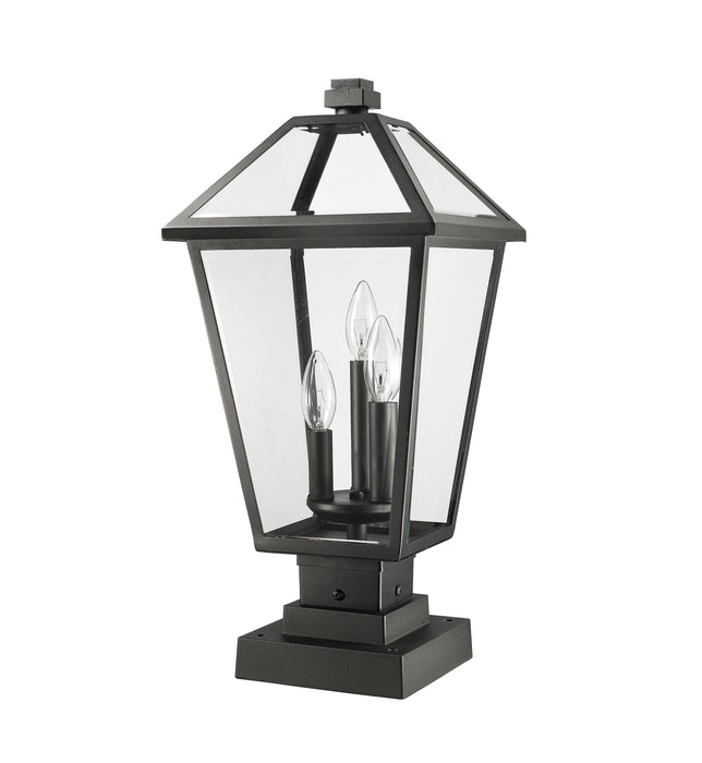 Outdoor Pier Mounted Fixture Z-Lite 579PHBS-SQPM-BK Black Talbot 3 Light Outdoor Pier Mounted Fixture Z-Lite