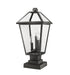 Outdoor Pier Mounted Fixture Z-Lite 579PHBS-SQPM-BK Black Talbot 3 Light Outdoor Pier Mounted Fixture Z-Lite