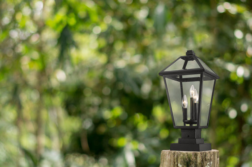 Outdoor Pier Mounted Fixture Z-Lite 579PHBS-SQPM-BK Black Talbot 3 Light Outdoor Pier Mounted Fixture Z-Lite