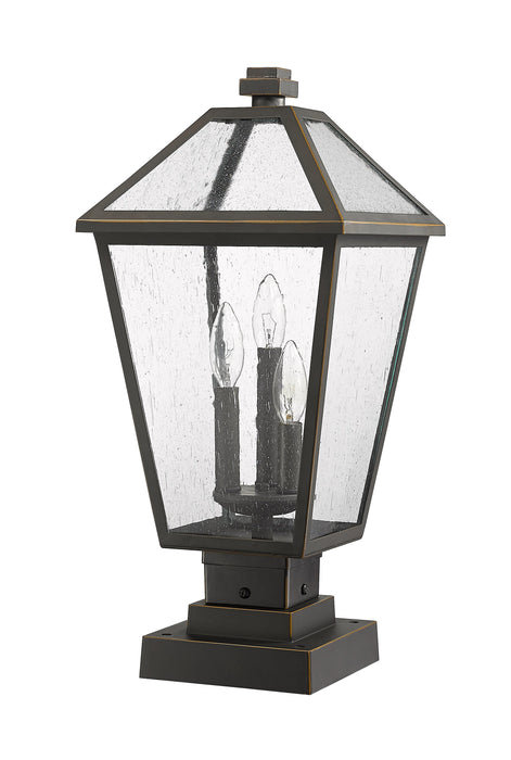 Outdoor Pier Mounted Fixture Z-Lite 579PHBS-SQPM-ORB Oil Rubbed Bronze Talbot 3 Light Outdoor Pier Mounted Fixture Z-Lite
