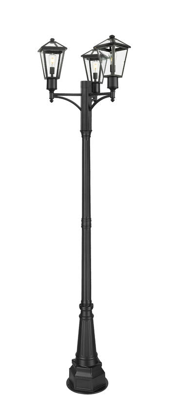 Outdoor Post Mounted Fixture Z-Lite 579PHMR-3-564P-BK Black Talbot 3 Light Outdoor Post Mount Fixture Z-Lite