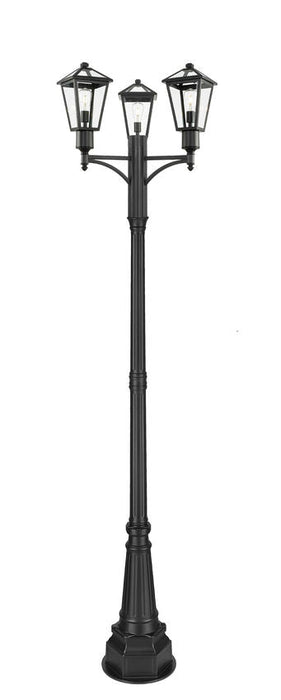 Outdoor Post Mounted Fixture Z-Lite 579PHMR-3-564P-BK Black Talbot 3 Light Outdoor Post Mount Fixture Z-Lite