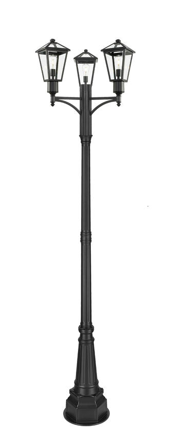 Outdoor Post Mounted Fixture Z-Lite 579PHMR-3-564P-BK Black Talbot 3 Light Outdoor Post Mount Fixture Z-Lite