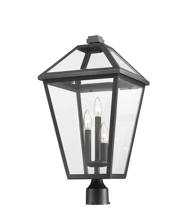 Outdoor Post Mount Fixture Z-Lite 579PHXLR-BK Black Talbot 3 Light Outdoor Post Mount Fixture Z-Lite