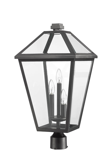 Outdoor Post Mount Fixture Z-Lite 579PHXLR-BK Black Talbot 3 Light Outdoor Post Mount Fixture Z-Lite