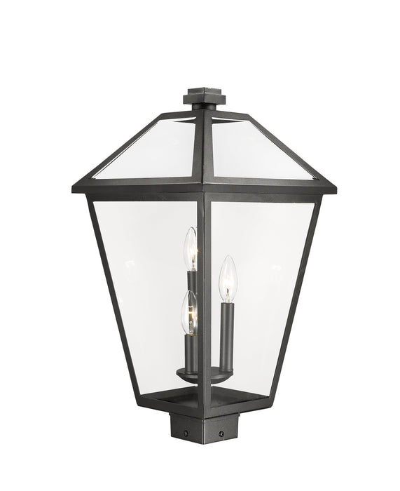 Outdoor Post Mount Fixture Z-Lite 579PHXLS-BK Black Talbot 3 Light Outdoor Post Mount Fixture Z-Lite