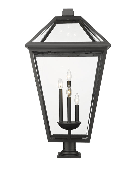 Outdoor Pier Mounted Fixture Z-Lite 579PHXLXR-533PM-BK Black Talbot 4 Light Outdoor Pier Mounted Fixture Z-Lite