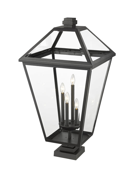 Outdoor Pier Mounted Fixture Z-Lite 579PHXLXS-SQPM-BK Black Talbot 4 Light Outdoor Pier Mounted Fixture Z-Lite
