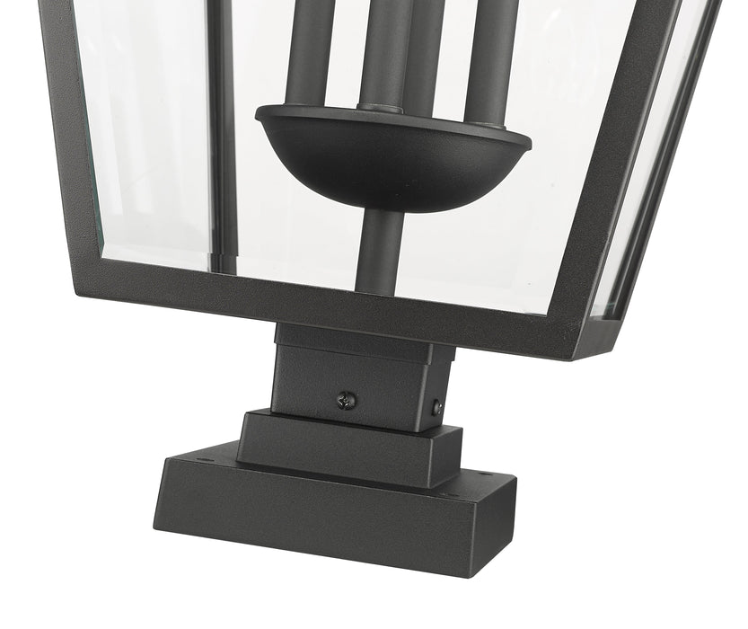 Outdoor Pier Mounted Fixture Z-Lite 579PHXLXS-SQPM-BK Black Talbot 4 Light Outdoor Pier Mounted Fixture Z-Lite