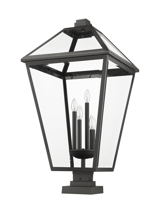 Outdoor Pier Mounted Fixture Z-Lite 579PHXLXS-SQPM-BK Black Talbot 4 Light Outdoor Pier Mounted Fixture Z-Lite