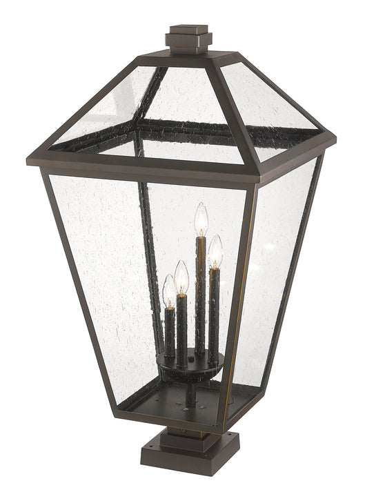 Outdoor Pier Mounted Fixture Z-Lite 579PHXLXS-SQPM-ORB Oil Rubbed Bronze Talbot 4 Light Outdoor Pier Mounted Fixture Z-Lite