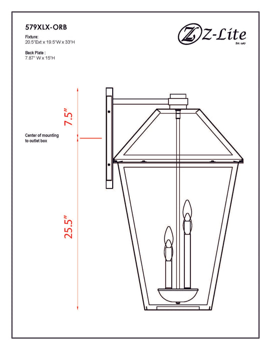 Outdoor Wall Light Z-Lite 579XLX-ORB Oil Rubbed Bronze Talbot 4 Light Outdoor Wall Light Z-Lite