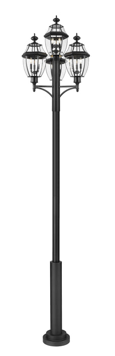 Outdoor Post Mounted Fixture Z-Lite 580PHB-4-5010P-BK Black Westover 3 Light Outdoor Post Mount Fixture Z-Lite