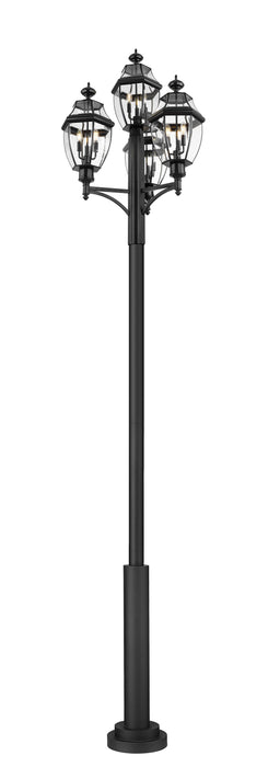 Outdoor Post Mounted Fixture Z-Lite 580PHB-4-5010P-BK Black Westover 3 Light Outdoor Post Mount Fixture Z-Lite