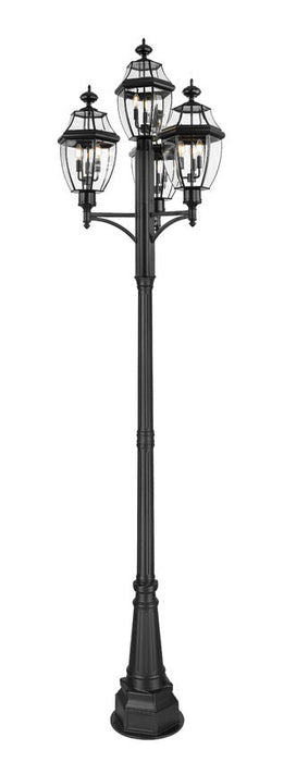 Outdoor Post Mounted Fixture Z-Lite 580PHB-4-564P-BK Black Westover 12 Light Outdoor Post Mount Fixture Z-Lite