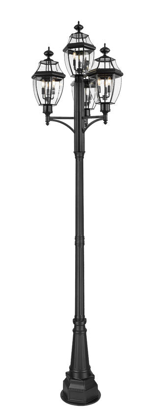 Outdoor Post Mounted Fixture Z-Lite 580PHB-4-564P-BK Black Westover 12 Light Outdoor Post Mount Fixture Z-Lite
