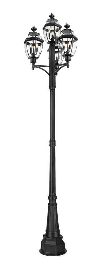 Outdoor Post Mounted Fixture Z-Lite 580PHB-4-564P-BK Black Westover 12 Light Outdoor Post Mount Fixture Z-Lite