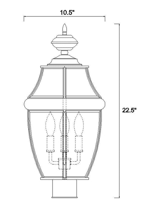 Outdoor Post Mount Fixture Z-Lite 580PHB-BK Black Westover 3 Light Outdoor Post Mount Fixture Z-Lite