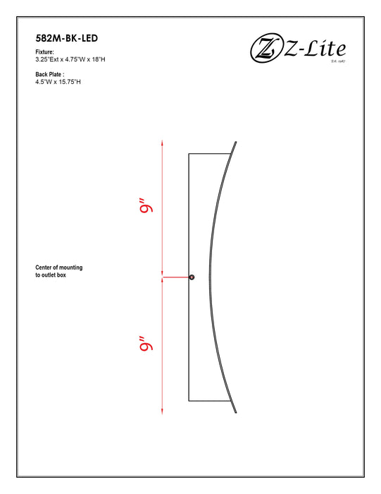 Outdoor Wall Light Z-Lite 582M-BK-LED Black Landrum 2 Light Outdoor Wall Light Z-Lite