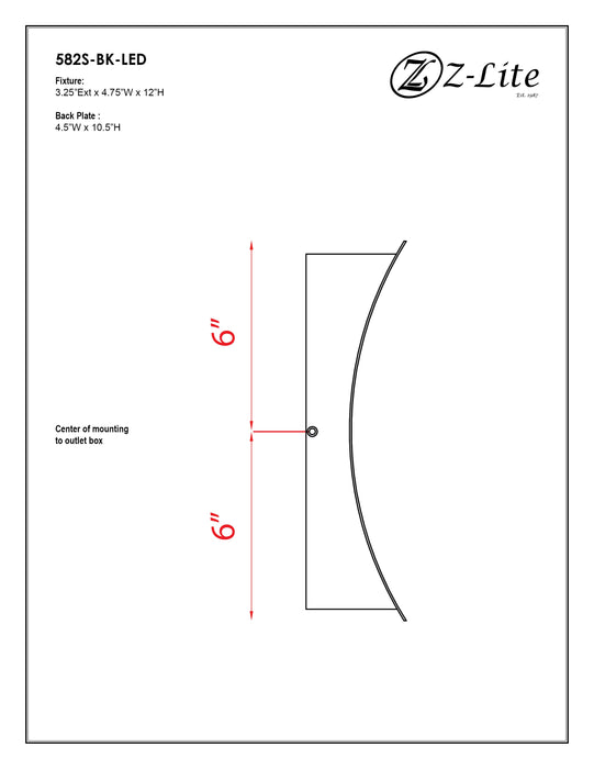Outdoor Wall Light Z-Lite 582S-BK-LED Black Landrum 2 Light Outdoor Wall Light Z-Lite