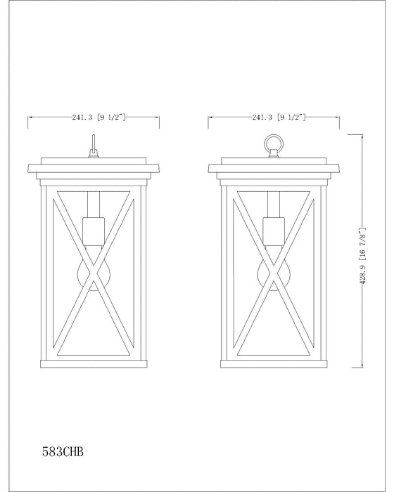 Outdoor Chain Mount Ceiling Fixture Z-Lite 583CHB-BK Black Brookside 1 Light Outdoor Chain Mount Ceiling Fixture Z-Lite