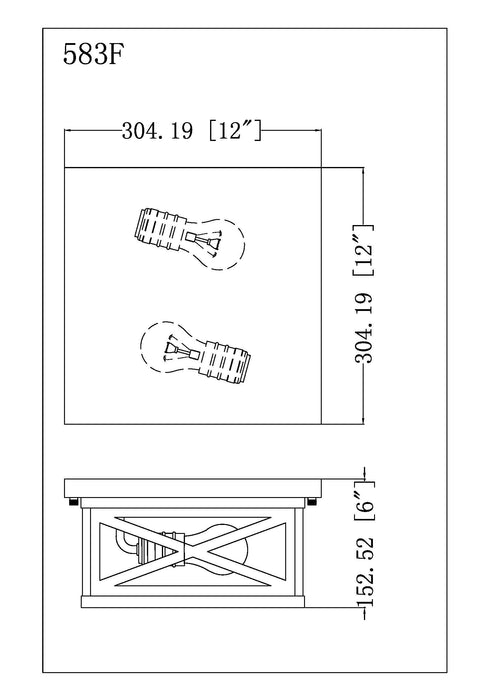 Outdoor Flush Mount Z-Lite 583F-BK Black Brookside 2 Light Outdoor Flush Mount Z-Lite