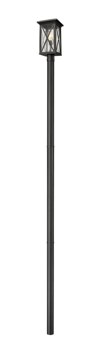 Outdoor Post Mounted Fixture Z-Lite 583PHBR-5009P120-BK Black Brookside 1 Light Outdoor Post Mount Fixture Z-Lite