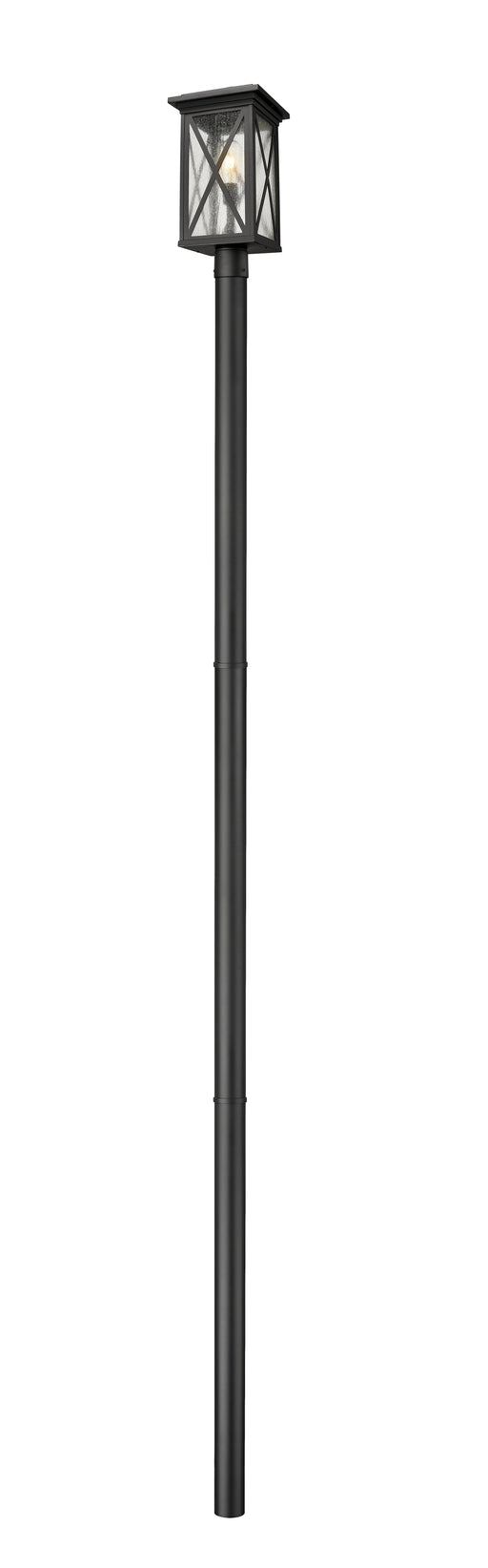 Outdoor Post Mounted Fixture Z-Lite 583PHBR-5009P120-BK Black Brookside 1 Light Outdoor Post Mount Fixture Z-Lite