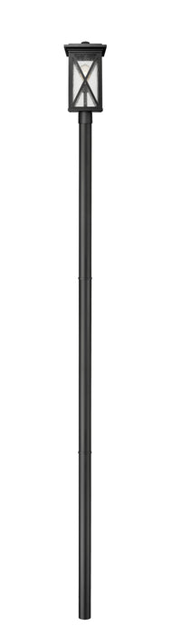 Outdoor Post Mounted Fixture Z-Lite 583PHBR-5009P120-BK Black Brookside 1 Light Outdoor Post Mount Fixture Z-Lite