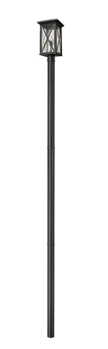 Outdoor Post Mounted Fixture Z-Lite 583PHBR-5009P120-BK Black Brookside 1 Light Outdoor Post Mount Fixture Z-Lite
