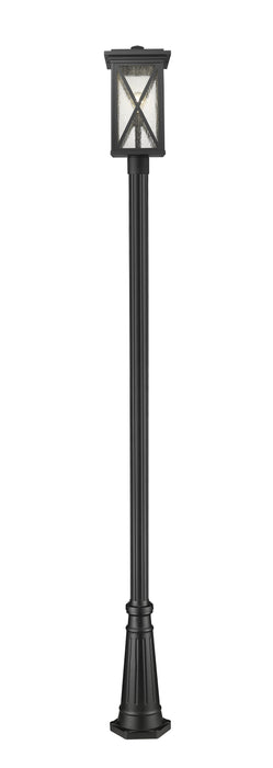 Outdoor Post Mounted Fixture Z-Lite 583PHBR-519P-BK Black Brookside 1 Light Outdoor Post Mounted Fixture Z-Lite