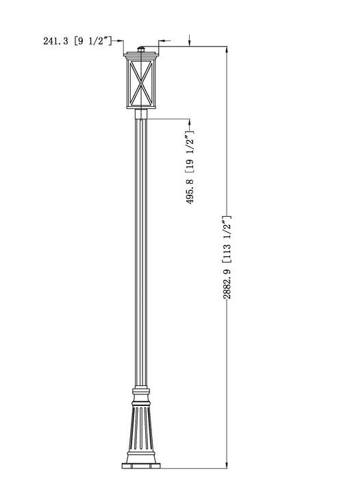 Outdoor Post Mounted Fixture Z-Lite 583PHBR-519P-BK Black Brookside 1 Light Outdoor Post Mounted Fixture Z-Lite