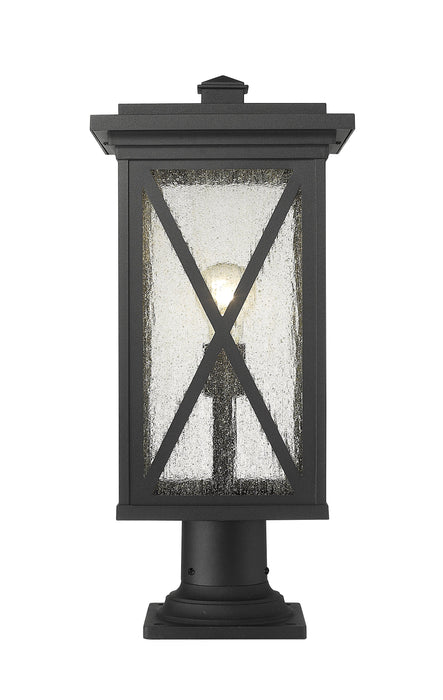 Outdoor Pier Mounted Fixture Z-Lite 583PHBR-533PM-BK Black Brookside 1 Light Outdoor Pier Mounted Fixture Z-Lite