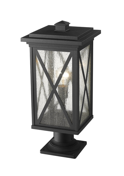 Outdoor Pier Mounted Fixture Z-Lite 583PHBR-533PM-BK Black Brookside 1 Light Outdoor Pier Mounted Fixture Z-Lite