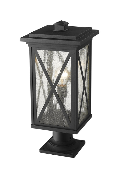 Outdoor Pier Mounted Fixture Z-Lite 583PHBR-533PM-BK Black Brookside 1 Light Outdoor Pier Mounted Fixture Z-Lite