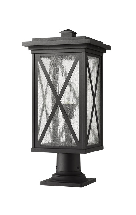 Outdoor Pier Mounted Fixture Z-Lite 583PHBR-533PM-BK Black Brookside 1 Light Outdoor Pier Mounted Fixture Z-Lite