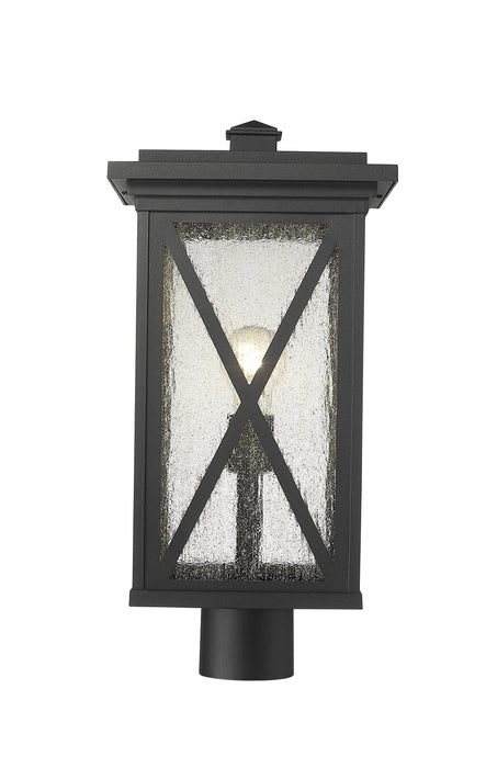 Outdoor Post Mount Fixture Z-Lite 583PHBR-BK Black Brookside 1 Light Outdoor Post Mount Fixture Z-Lite