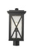 Outdoor Post Mount Fixture Z-Lite 583PHBR-BK Black Brookside 1 Light Outdoor Post Mount Fixture Z-Lite