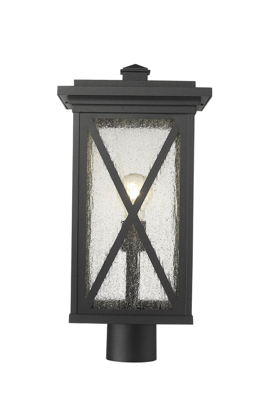 Outdoor Post Mount Fixture Z-Lite 583PHBR-BK Black Brookside 1 Light Outdoor Post Mount Fixture Z-Lite