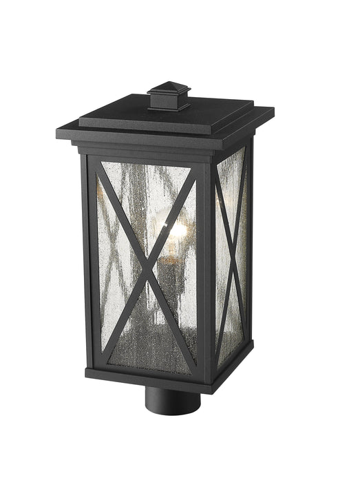Outdoor Post Mount Fixture Z-Lite 583PHBR-BK Black Brookside 1 Light Outdoor Post Mount Fixture Z-Lite