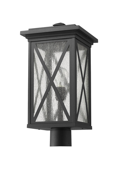 Outdoor Post Mount Fixture Z-Lite 583PHBR-BK Black Brookside 1 Light Outdoor Post Mount Fixture Z-Lite