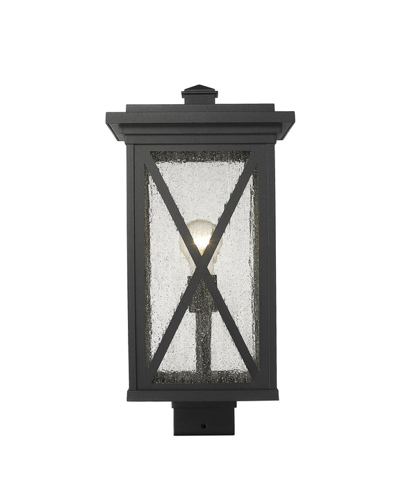 Outdoor Post Mount Fixture Z-Lite 583PHBS-BK Black Brookside 1 Light Outdoor Post Mount Fixture Z-Lite